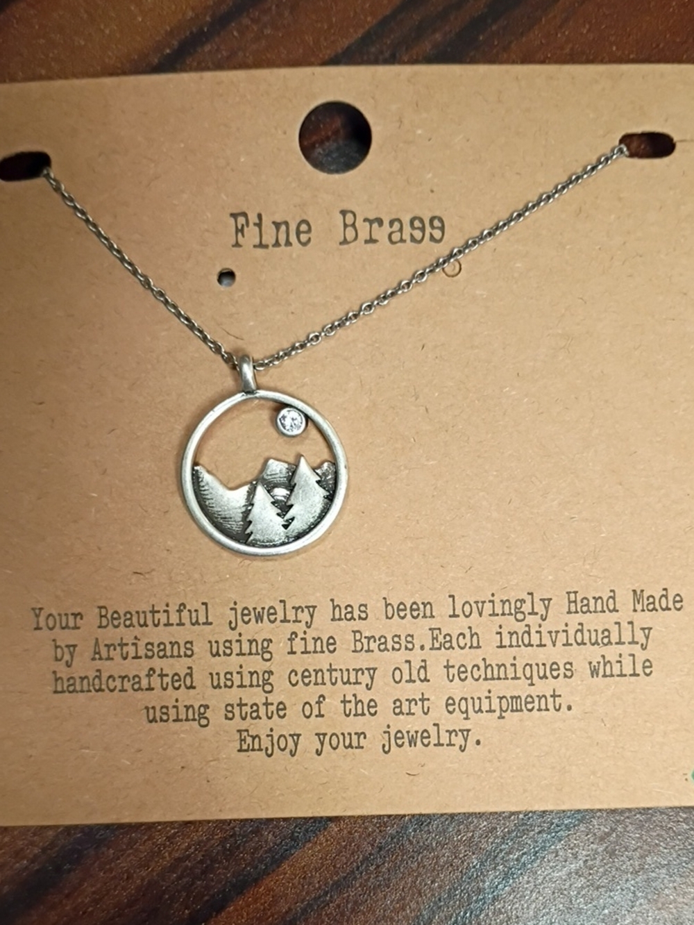 Silver-Tone Mountain Pendant Necklace